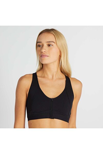 KİABİ Sports bra with front zip fastening black