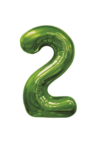 Mirific Party Party balloon, green metallic foil, 100 cm, number 2