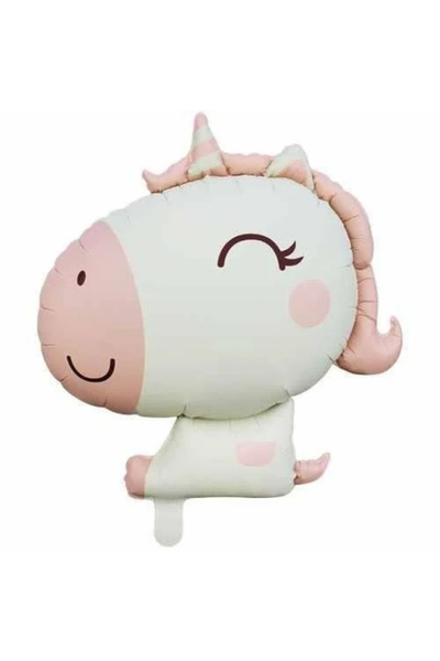 Le Mabelle Beyaz Sevimli Unicorn Figür Parti Balonu