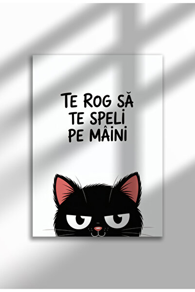 21mxm Unframed Cat Quote Canvas Poster in Romanian - Digital Print - Te Rog S...