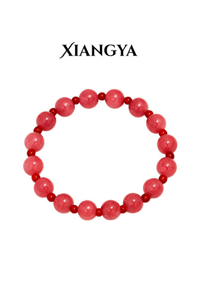 XIANGYA سوار من العقيق الأحمر مع فواصل صغيرة من العقيق | كريمسون بوز