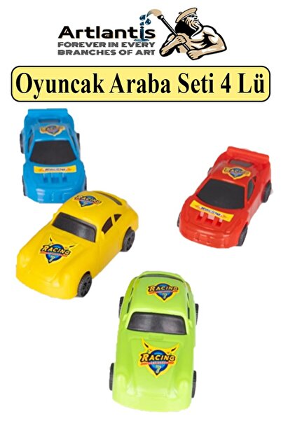 Artlantis 4 Lü Plastik Renkli Oyuncak Araba Seti Renkli Yarış Arabaları Spor ...
