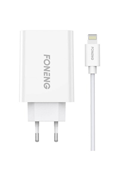 FONENG EU43, USB, 2.1 A, White + iPhone Cable