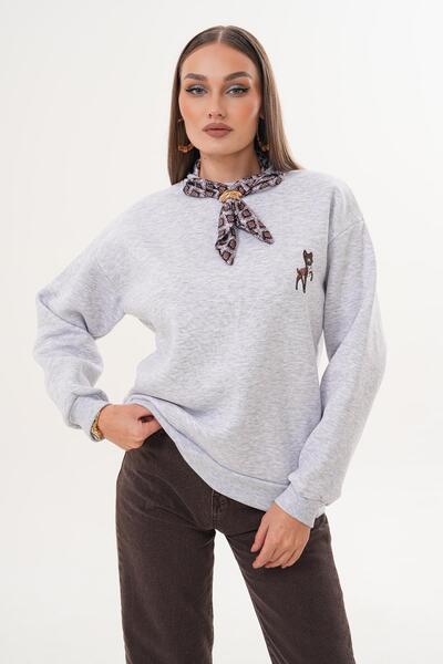 ŞİMAL Γυναικείο φούτερ με κέντημα με λεπτομέρεια από τρία νήματα 255435 -