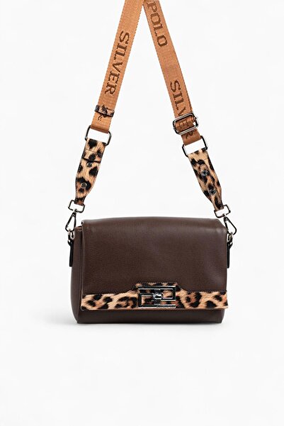 Silver Polo SP1257 Geantă de damă, maro uni, maro leopard