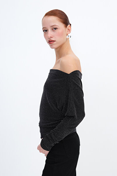 Addax Shiny Threaded Blouse B12658