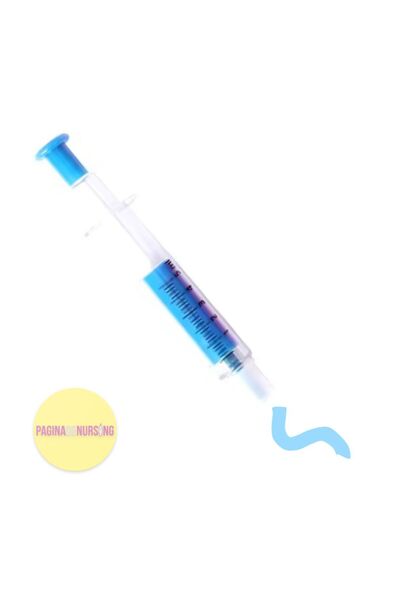 Pagina de Nursing Marker Evidențiator Seringă Albastru cu pix integrat