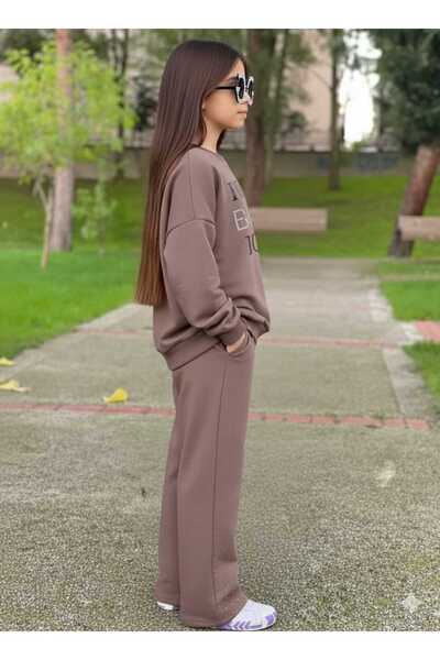 zeynoshkids 4-14 Years Old Girl's Stone-Embellished Tracksuit Set