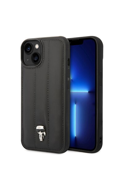 Karl Lagerfeld Case for IPhone 14 Plus, Hardcase Leather Puffy, Silver