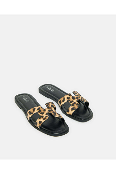 REDTAG Women Black Leopard Printed Mule