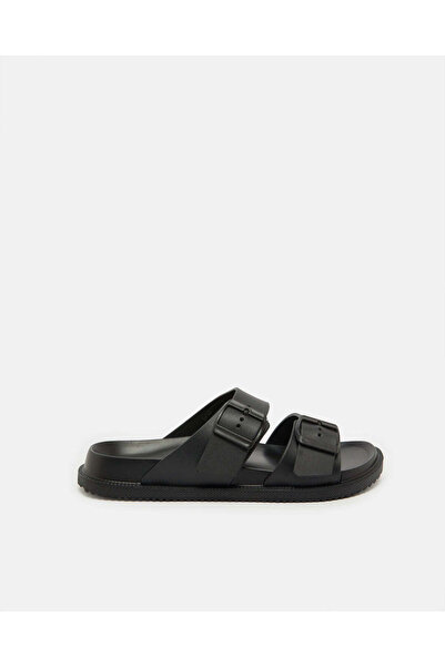 REDTAG Men Black Comfort Buckle Slide