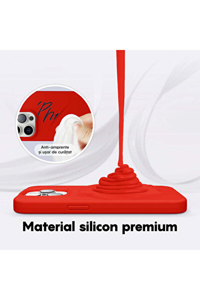 Casey Studios Soft Silicone iPhone 14 Pro Case, Microfiber Inside, Protection, Slim, Red