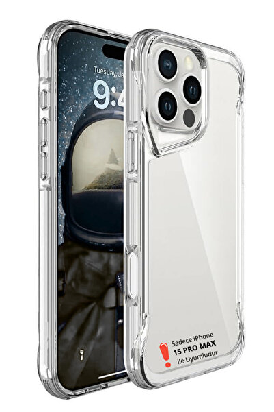 Evax iPhone 15 Pro Max Compatible Airbag Corner Protection Hard Back Soft Edges Thick Silicone Case