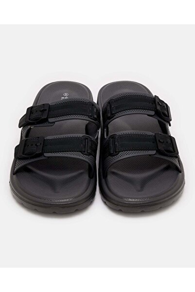 REDTAG Men Black Buckled Slide