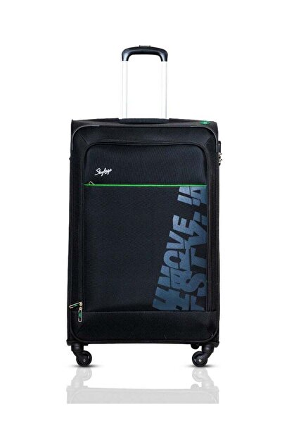 Skybags Rhumba Checked Luggage 4W Polyester Soft Sided 360° Spinner Medium 28 Inch - Black