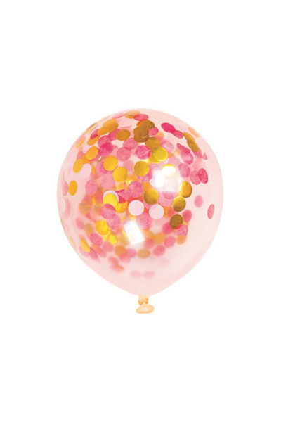 Mirific Party Balon de petrecere, latex transparent, 50 cm, paiete colorate