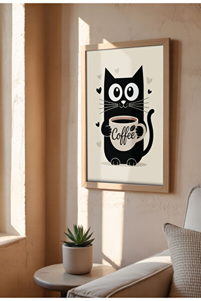 21mxm Poster pe pânză fără ramă cu citat de pisică în limba română - Imprimeu digital - Cafea