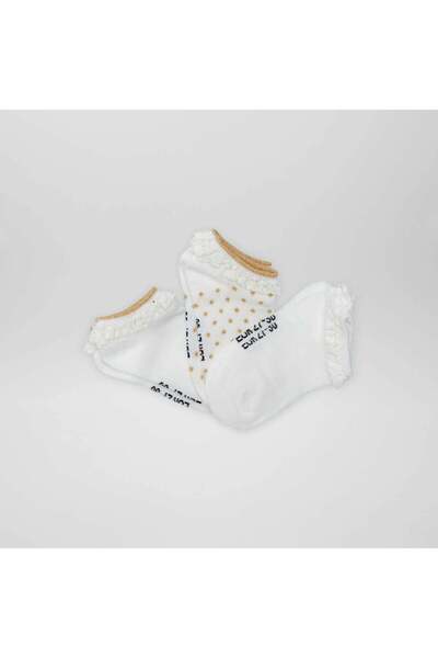 KİABİ عبوة من 3 أزواج من جوارب الكاحل باللون الأبيض