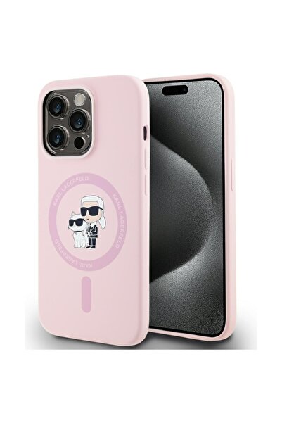 Karl Lagerfeld Carcasă pentru iPhone 14 Pro Max, silicon MagSafe, roz