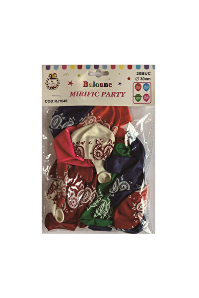 Mirific Party Balon petrecere din latex multicolor „60”, 30 cm, 20 buc, PPRJ1648
