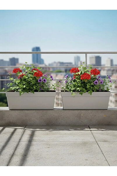 BiDünya 2'li Serinova Yalı Saksı 10,8 lt 51 cm Plastik Bahçe Balkon Veranda Ç...