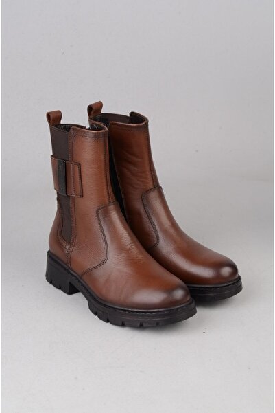 SEÇ KUNDURA حذاء نسائي طويل من الجلد الطبيعي SEÇ 24123-1 بلون أسمر