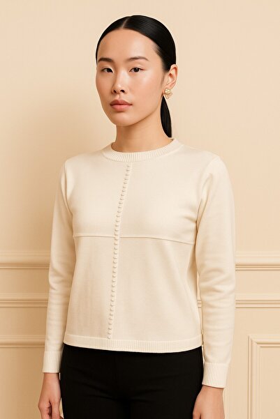 Okçu Triko ÖNÜ ZİNCİR DETAYLI TRİKO-26K74015-EKRU-16