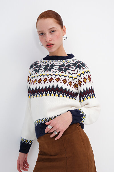 Addax Patterned Knitwear Sweater K3517