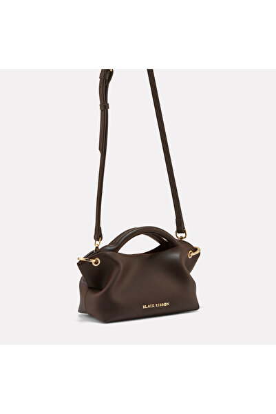 Black Ribbon Mini Size Women's Handbag with Accessory Detail - Tina