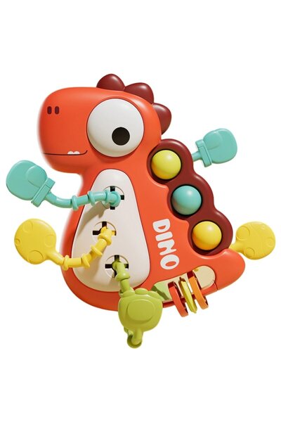 Stuniko Montessori Sensory Toy for Babies 5-in-1 - Dinosaur with Pop It and Teething Function, 18 months+