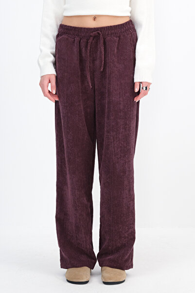 Addax Corded Fabric Velvet Wide Leg Pants Pn17707