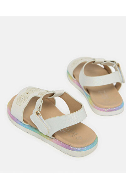 REDTAG Infant Girls White Floral Embellished Sandals