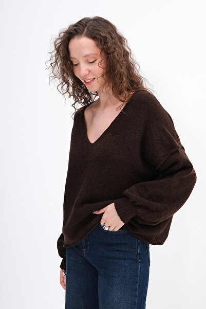 Addax V-Neck Knitwear Sweater K3487