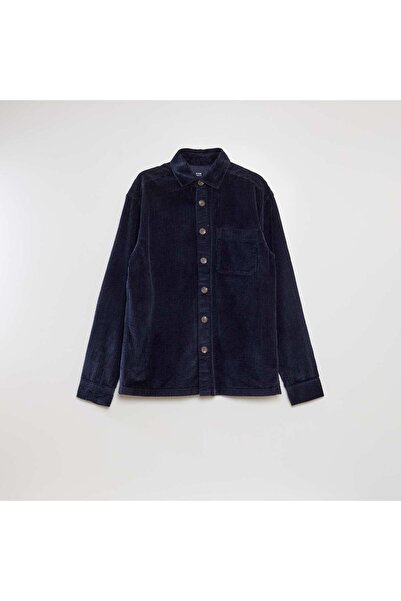 KİABİ قميص مخملي مستقيم باللون الأزرق