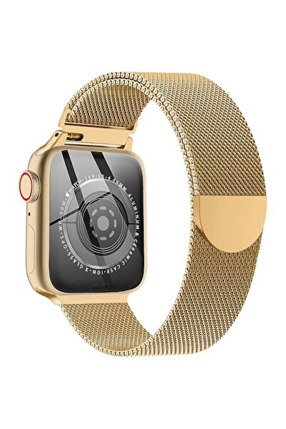 Mevis Line Curea de ceas SmartWatch pentru Apple Watch 42/44/45/49 mm - Oțel inoxidabil, Impermeabilă, Aurie