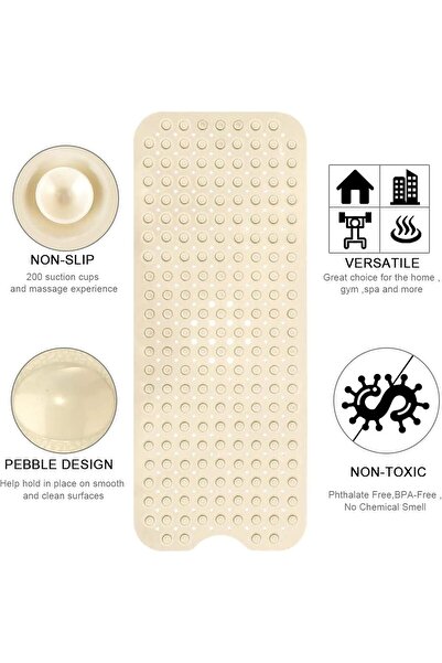 SULFAR Non-slip bathtub mat with adhesive bases and drainage holes - Sulfar, 40 × 16 in, Beige