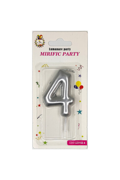 Mirific Party Lumânare tort argintie, 6 cm, numărul 4