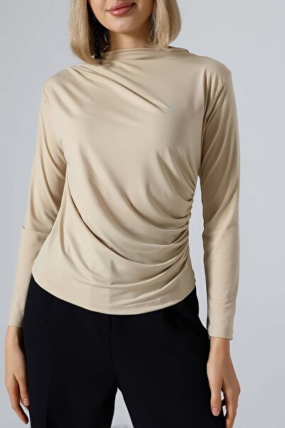 Sabr بلوزة ساندي تيولر فستان بتجاعيد مجمّعة – مريحة وأنيقة