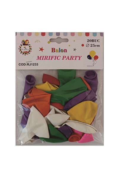 Mirific Party Balon latex pentru petrecere, culori asortate, RJ1233, 25 cm, 20 buc