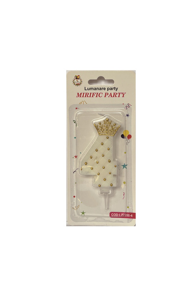 Mirific Party Lumânare pentru tort, albă și aurie, 12 cm, numărul 4