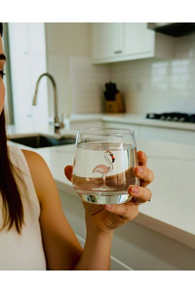 Arsglass El Yapımı Murano Cam Flamingo Figürlü Bardak Tekli