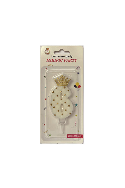 Mirific Party Lumânare pentru tort, albă, aurie, 12 cm, numărul 6, PPLZ2350-6