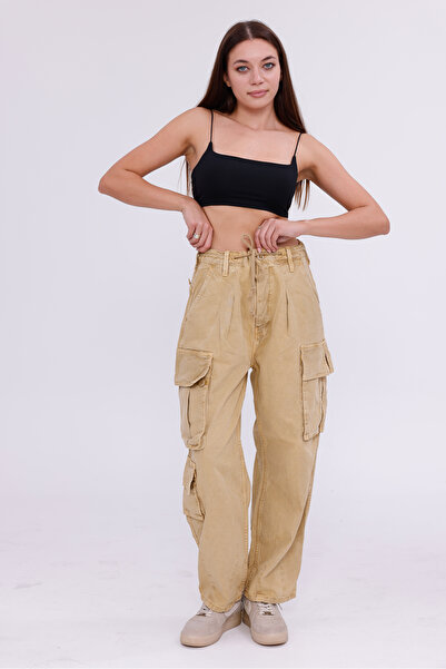 happinice Women's Vintage Look Cargo Pants with Pockets