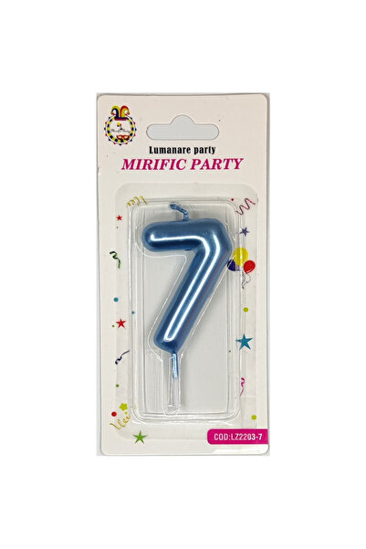 Mirific Party Cake candle, blue, 6 cm, number 7