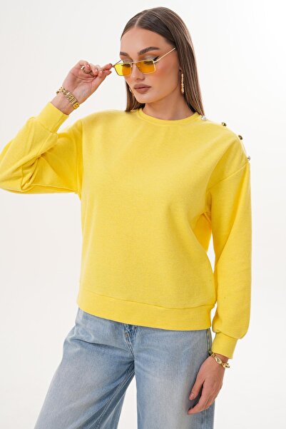 ŞİMAL Γυναικείο πλεκτό φούτερ Σελανίκη με λεπτομέρεια με κουμπιά στον ώμο 255226 -