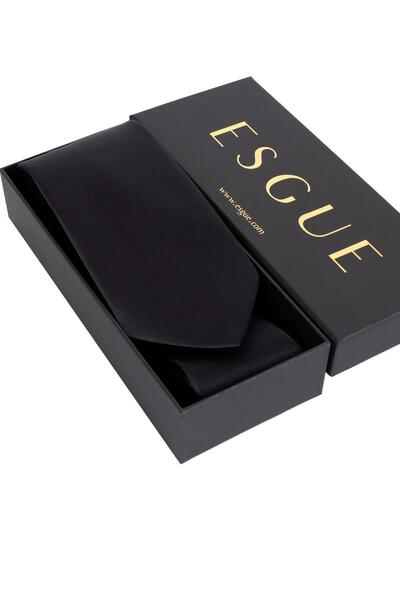 Esgue 8 cm Wide Black Satin Tie – Premium Men's Tie in a Special Gift Box