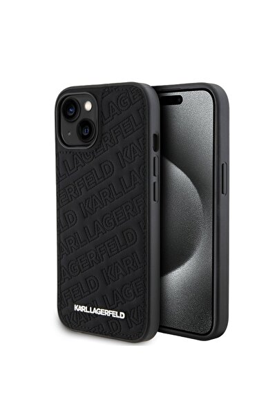 Karl Lagerfeld Carcasă pentru iPhone 15, model diagonal matlasat K, neagră