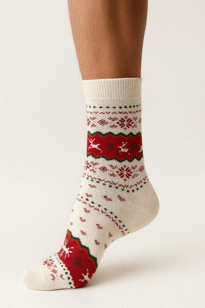Plus Scorpion Men's Christmas Socks – Cotton, Patterned, Warm, Christmas Themed, Size 40-45