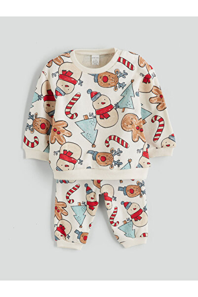 LC Waikiki New Year's Themed Baby Boy Sweatshirt and Sweatpants