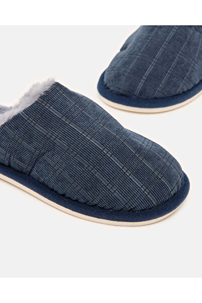 REDTAG Men Navy Textured Fur Slippers